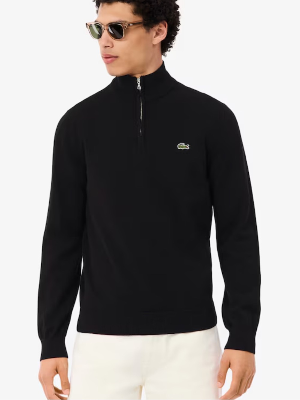 Lacoste Men's Black Quarter-Zip Knit Sweater